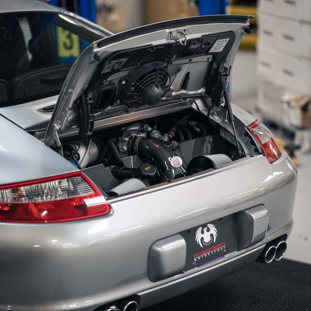 Installed on Car - Fabspeed Motorsport  Porsche 997 Carrera Carbon Fiber Competition Air Intake System 2005-2008